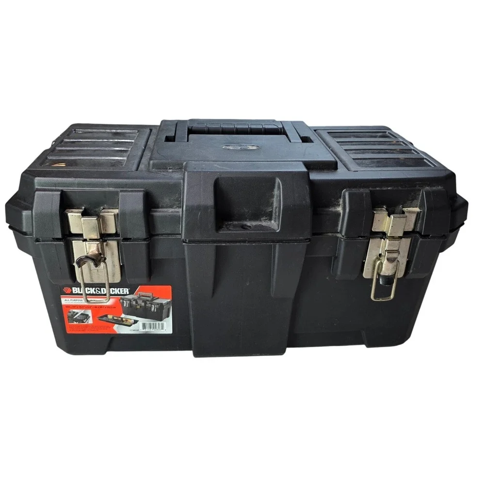 Black & Decker 19 Inch All Purpose Toolbox Metal Latches Black Plastic 17185157